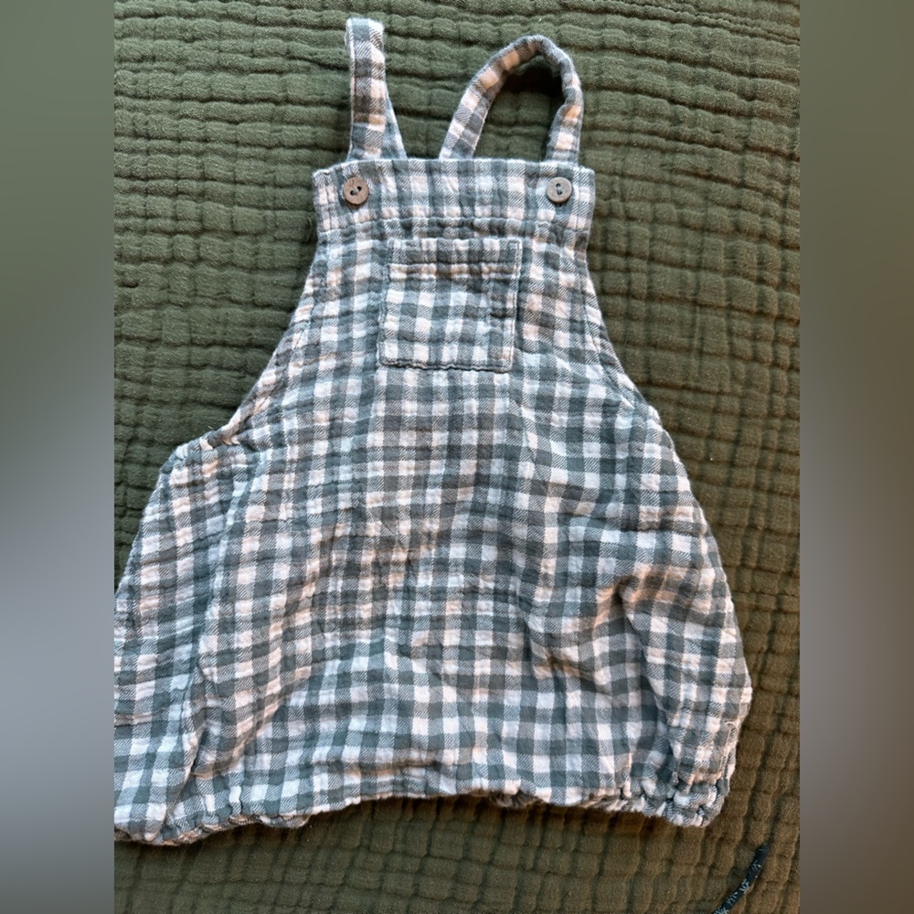 Gingham baby overalls